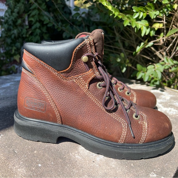 C E Schmidt Womens Sz 7.5M Brown Leather Work Boots FIT FOR HER Oil Resistant - Picture 4 of 16